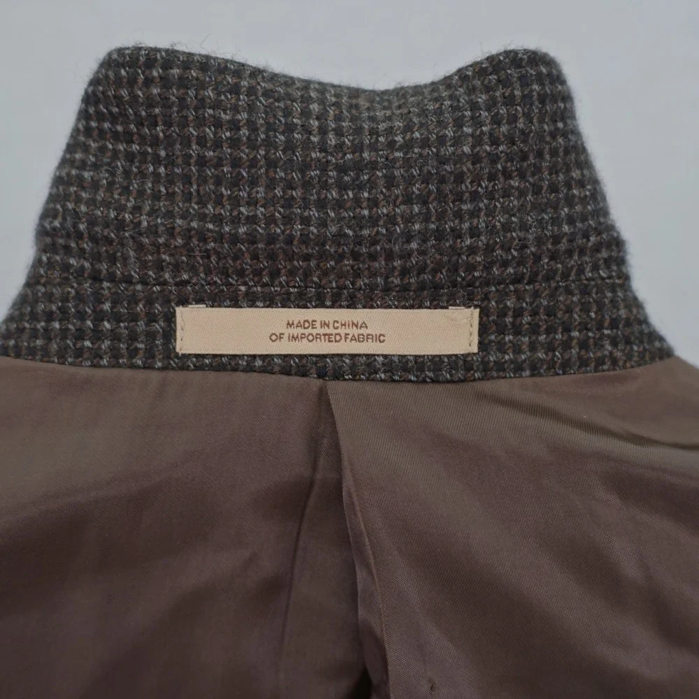 Joe Joseph Abboud Tweed Wool Black Gray Gray Check 3‎ Button 42S
